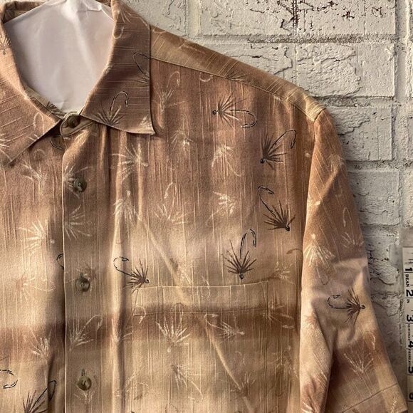Fly fishing Men’s novelty print button front shirt top by outfitters Large - Picture 2 of 8